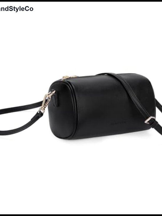 Handbags - Vegan Leather Crossbody Barrel Bag Zip Cylinder Purse Adjustable Strap